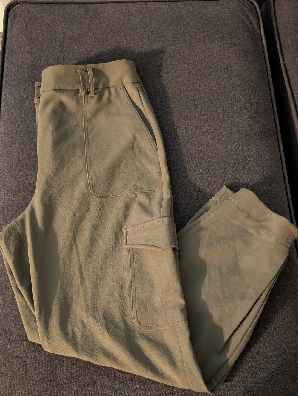 Express Olive Cropped High Waist Ankle Cargo Pants for Women